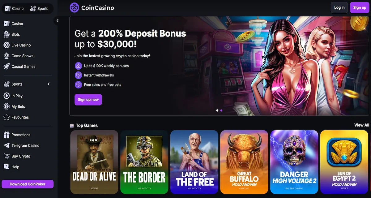 CoinCasino – Krypto-freundlich mit attraktiven Boni für Neueinsteiger